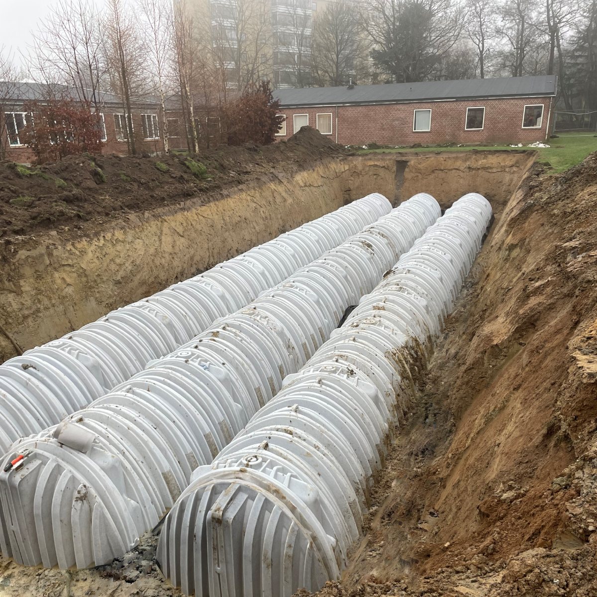 Nedsivning af regnvand på Novaskolen i Vejle